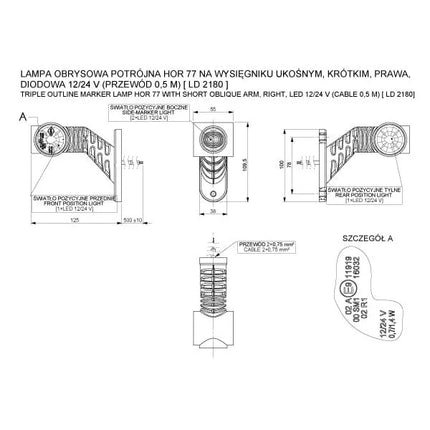 Horpol - LED-Umrissleuchte rt/ws/or 12/24 V rechts - 1 - Stück Horpol