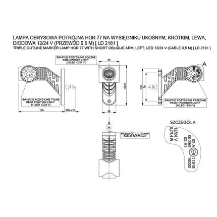 Horpol - LED-Umrissleuchte rt/ws/or 12/24 V links - 1 - Stück Horpol
