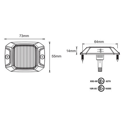 LED-Blitzleuchte gelb, 12/24 V - LED5045/or - 1 - Stück Diverse