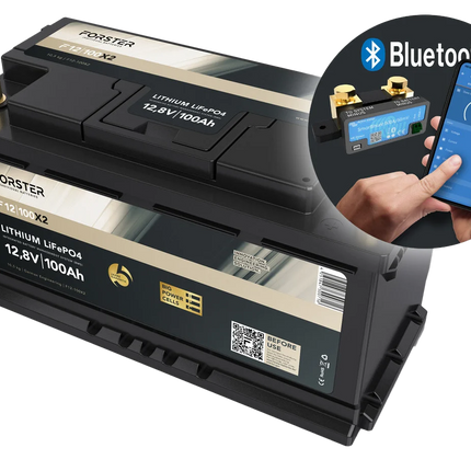 Forster LiFePO4 Lithium-Batterie, 12 V, 100 Ah, High Power mit Bluetooth-Mess-Shunt - Li12V100Ah/FHPDLB - 1 - Stück -