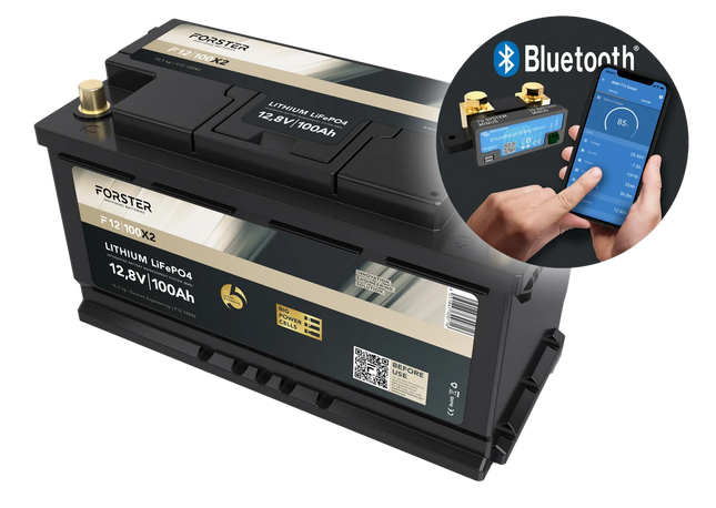 Forster LiFePO4 Lithium-Batterie, 12 V, 100 Ah, High Power mit Bluetooth-Mess-Shunt - Li12V100Ah/FHPDLB - 1 - Stück -