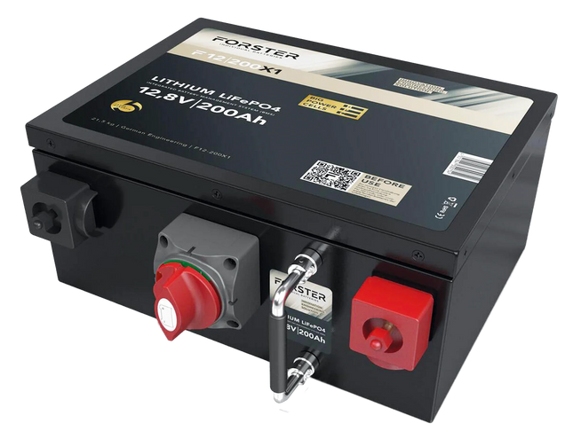 Forster LiFePO4 Lithium - Premium - Batterie 12 V 200 Ah, 2'560 Wh für Untersitzmontage Forster