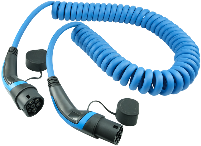 Ladekabel Typ 2, 22 kW 32 A / 480 V, 5 m Spiralkabel