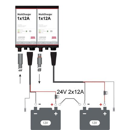DEFA - Batterieladegerät 2 x 12 V 12 A (24 V) MC2x12A - Hischier Auto AG