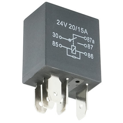 Micro-Relais Wechsler 24 V 20 / 15 A, mit Widerstand