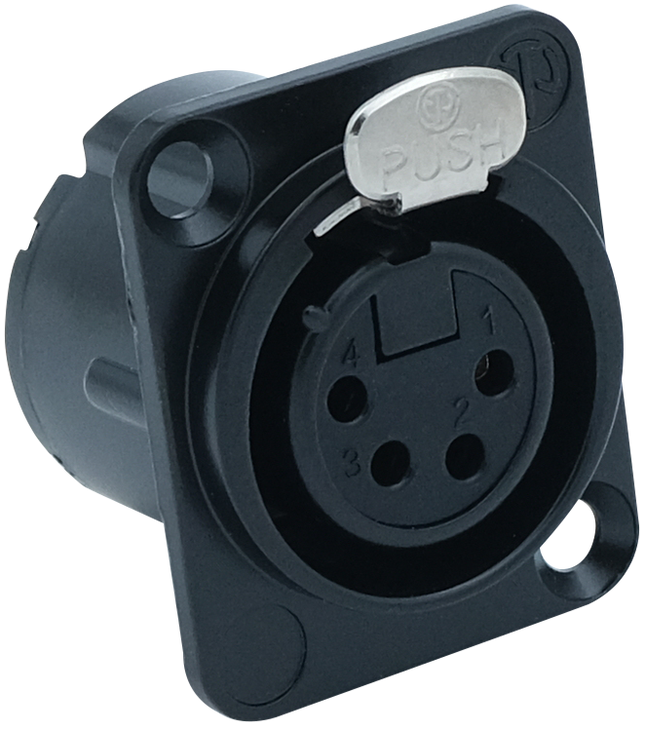 Neutrik XLR-Flanschbuchse 4-pol., Schwarz