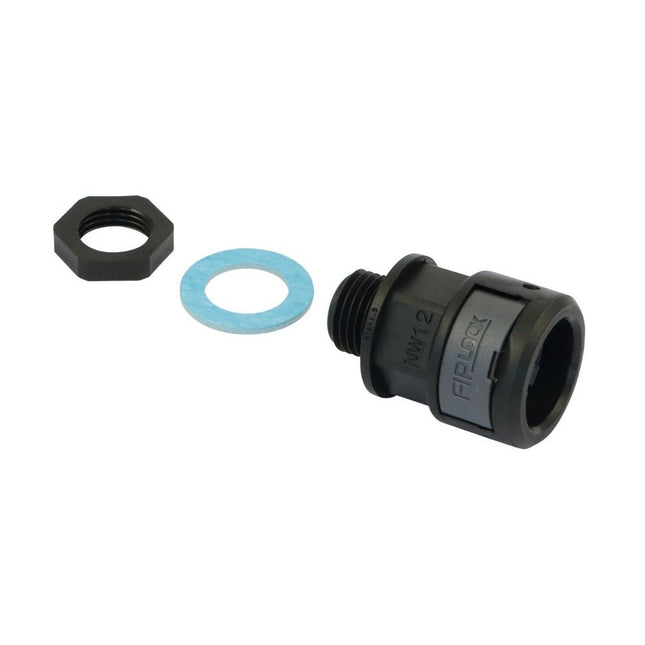 Wellrohrverschraubung zu PO12 m. Mutter M16 NW12/M16