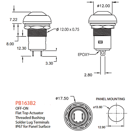 Schalter rot Ein-Aus, IP67