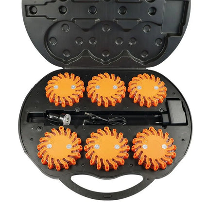Koffer-Set mit 6 orange LED Warnblitzern - 1 - Stück Diverse