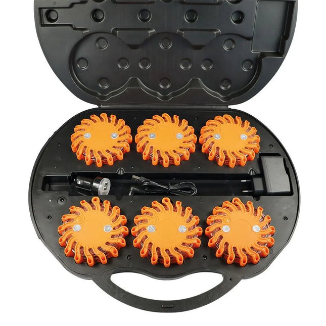 Koffer-Set mit 6 orange LED Warnblitzern - 1 - Stück Diverse