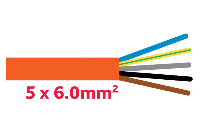 EPR-PUR (G-PUR) Kabel 5 x 6.0 mm2 orange - 1 - Meter Diverse