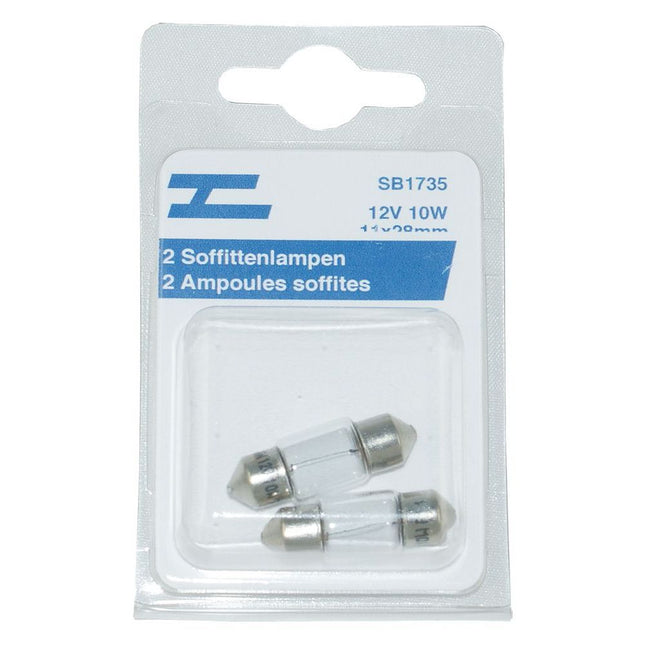 2 Soffittenlampen 12V/10W, 11 x 28mm SB1735