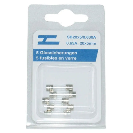 5 Glassicherungen 20x5mm 0,630Amp. - 1 - Stück Diverse