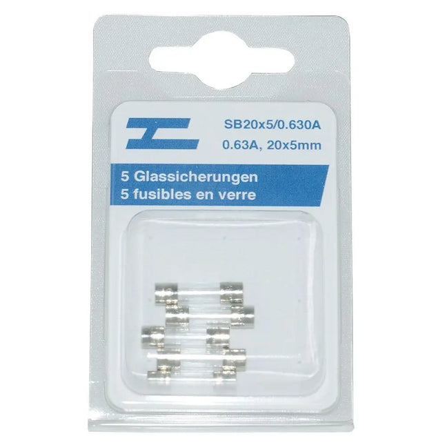 5 Glassicherungen 20x5mm 0,630Amp. - 1 - Stück Diverse