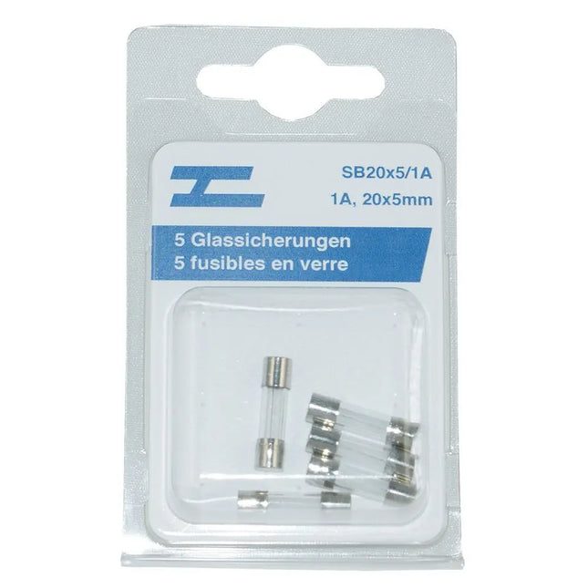 5 Glassicherungen 20x5mm, 1 Amp. - 1 - Stück Diverse