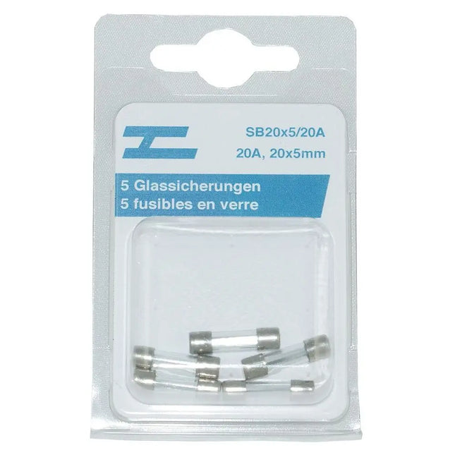 5 Glassicherungen 20x5mm, 20 Amp. - 1 - Stück Diverse