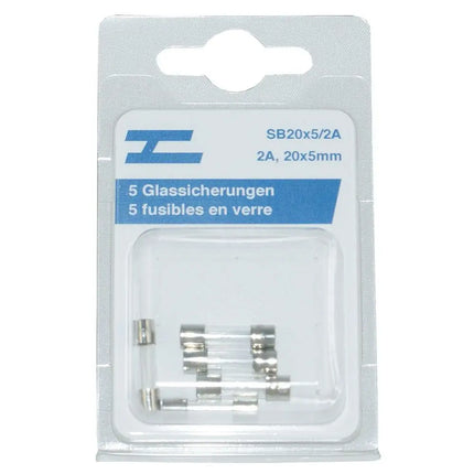 5 Glassicherungen 20x5mm, 2 Amp. - 1 - Stück Diverse