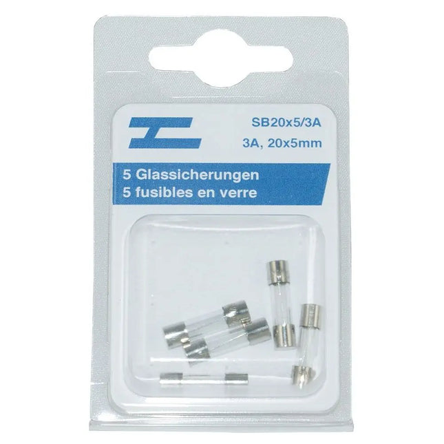 5 Glassicherungen 20x5mm, 3 Amp. - SB20x5/3A - 1 - Stück Diverse