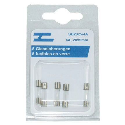 5 Glassicherungen 20x5mm, 4 Amp. - 1 - Stück Diverse
