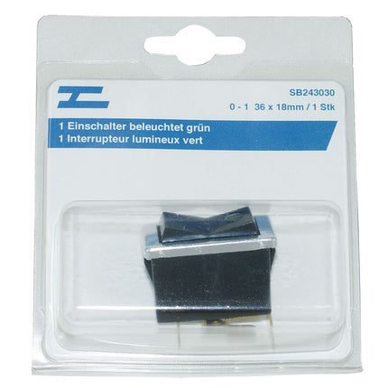 Einschalter beleuchtet grün BA 9s 12V 2W