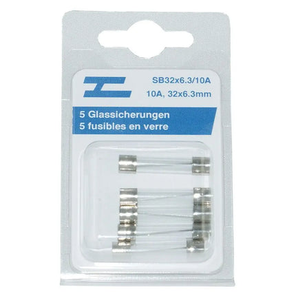5 Glassicherungen 32x6.3mm, 10 Amp. - 1 - Stück Diverse