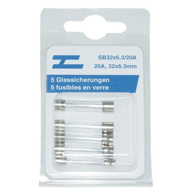 5 Glassicherungen 32x6.3mm, 20 Amp. - SB32x6.3/20A - 1 - Stück Diverse