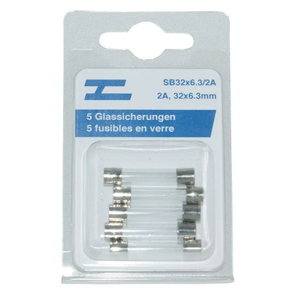5 Glassicherungen 32x6.3mm, 2 Amp. - 1 - Stück Diverse