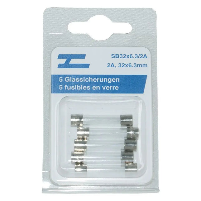 5 Glassicherungen 32x6.3mm, 2 Amp. - 1 - Stück Diverse