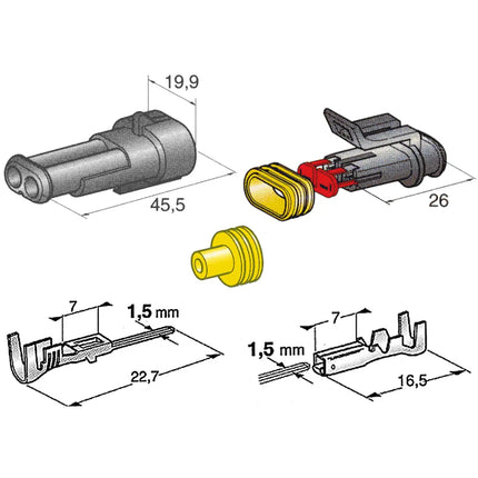 Steckgeh."Superseal" - 1.5 mm 2-pol - 1 - Stück Diverse
