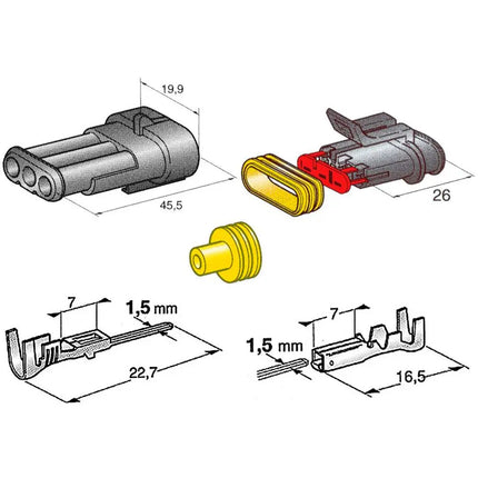 Steckgeh."Superseal" - 1.5 mm 3-pol - 1 - Stück Diverse
