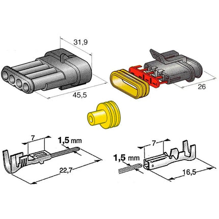 Steckgeh."Superseal" - 1.5 mm 4-pol - 1 - Stück Diverse