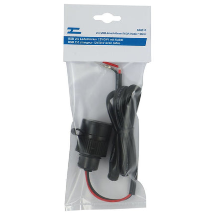 USB 2.0 Doppel-Ladedose 12V/24V mit Kabel
