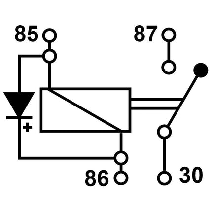 Mini-Relais 12V 30A, 30 seitlich, mit Diode - RLPAS4/12D - 1 - Stück Diverse