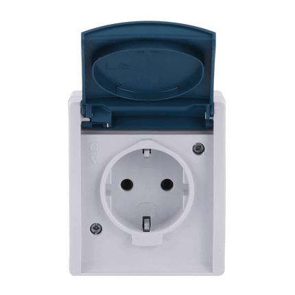 Schuko Steckdose aufputz, blaugrün, IP44