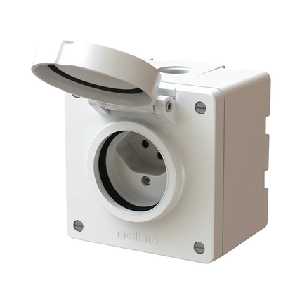 Steckdose aufputz, weiss, 1x T13, IP55