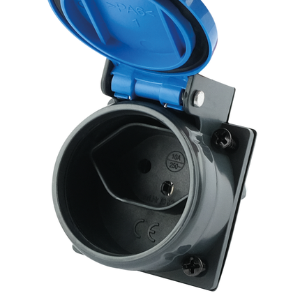 Steckdose einbau, hellblau, 1x T13, IP55