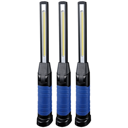 3er Pack Klappbare PROFI COB LED-Akkuhandlampe 5W