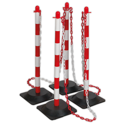 Absperr-Set mit Schutzpfosten und Kette