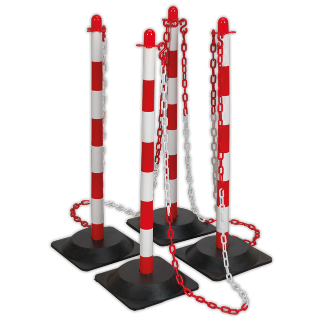 Absperr-Set mit Schutzpfosten und Kette