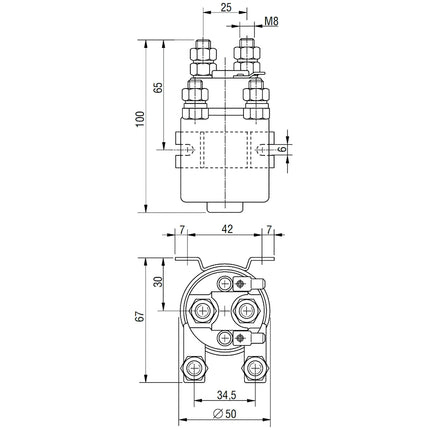 Gleichstromrelais Wechsler 24V 150Amp.