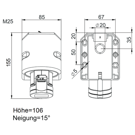 Cekon Wandsteckdose 32/4 230 VAC grau 1 h