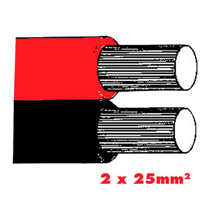 Twinflex 2x25 mm2 Batterriekabel rt/sz.