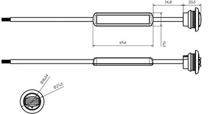 Mini LED-Blitzleuchte gelb, 12/24 V, mit ECE-R65, XA1 - TINYA - 1 - Stück Diverse