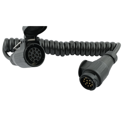 Spiralkabel-Verlängerung 1.75 m mit 13-pol Stecker + Dose VK13S/13D/1.7m - Hischier Auto AG