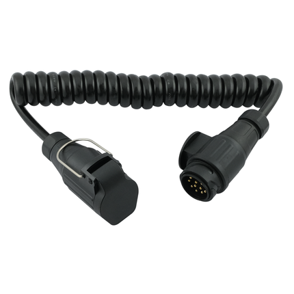 Spiralkabel-Verlängerung 1.75 m mit 13-pol Stecker + Dose VK13S/13D/1.7m - Hischier Auto AG