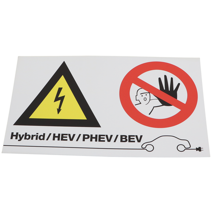 Warnschild, Arbeiten an Hybrid, HEV/PHEV/BEV WSHV/2 - Hischier Auto AG