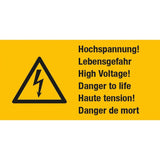 Warnschild Hochspannung Lebesgefahr 65 x 32 mm D/GB/F, 6 Stk. WSR/HLG3DEF