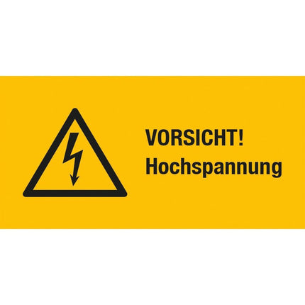 Warnschild VORSICHT! Hochspannung 52 x 26 mm, 12 Stk. WSR/VHG2 - Hischier Auto AG
