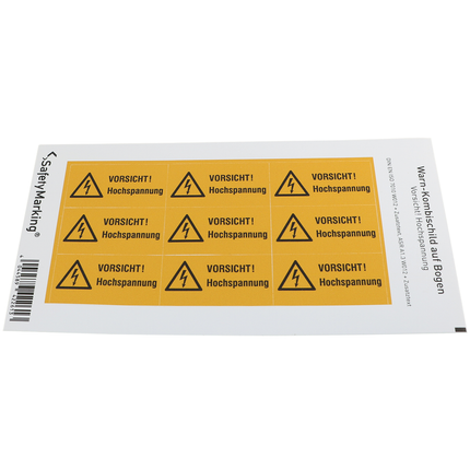 Warnschild VORSICHT! Hochspannung 52 x 26 mm, 12 Stk. WSR/VHG2 - Hischier Auto AG
